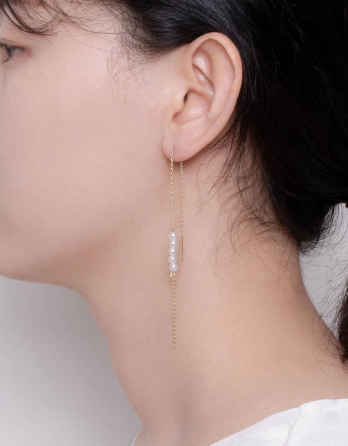 Zarif 18 Ayar Altın Kaplama İnci Geçirici Küpe