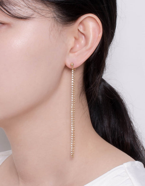 Altın Glamour Çift Dizili Damla Küpe