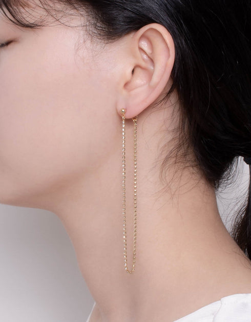 Altın Glamour Çift Dizili Damla Küpe