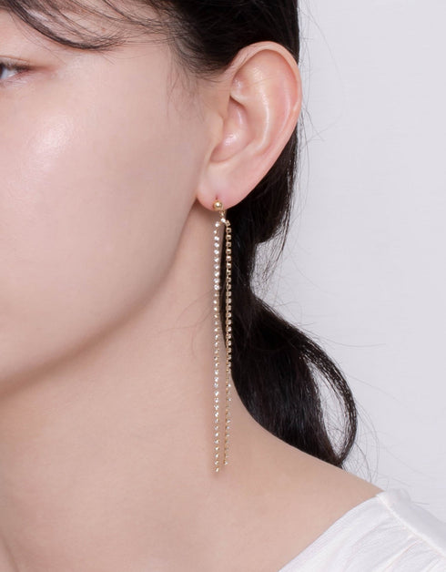 Altın Glamour Çift Dizili Damla Küpe