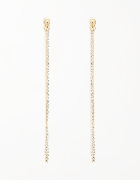 Altın Glamour Çift Dizili Damla Küpe