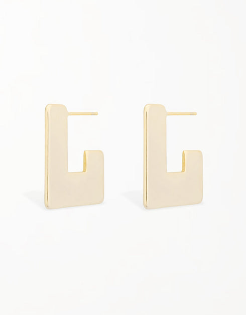 金色几何优雅:18K 镀金圈形耳环