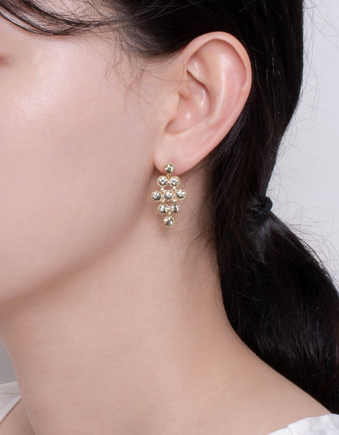 Dazzling Cubic Zirconia Rhombus Gold-Plated Drop Earrings