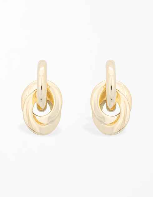 优雅互锁环形耳环 - 18K 镀金优雅