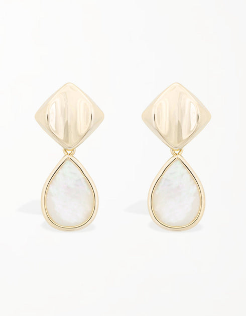 Esrarengiz Gözyaşı Kuvars ve Pırlanta Siluet Damla Küpeler