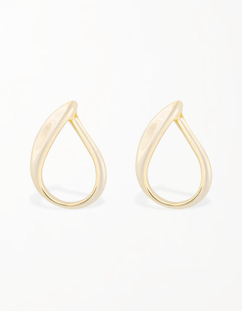 18K 镀金飘逸泪滴形圈形耳钉