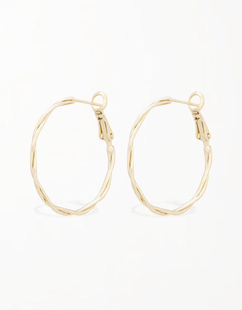 Twist of Elegance Halka Küpeler - Omega Sırtlı, 18K Altın ve Platin Kaplama