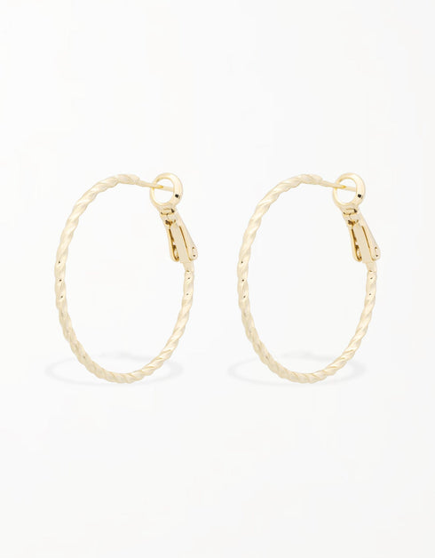 时尚斜纹扭圈耳环 – 镀 18K 金或铂金供您选择