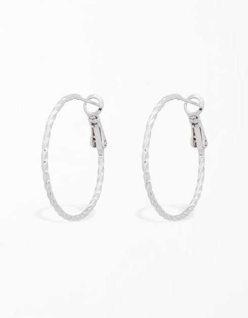 时尚斜纹扭圈耳环 – 镀 18K 金或铂金供您选择