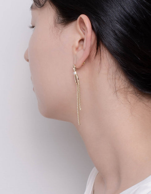 Radiant Ribbon Drop Earrings with CZ Chain Earrings