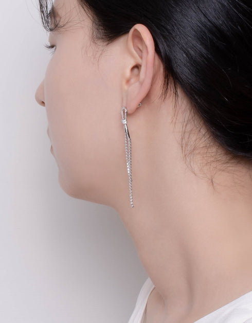 Radiant Ribbon Drop Earrings with CZ Chain Earrings