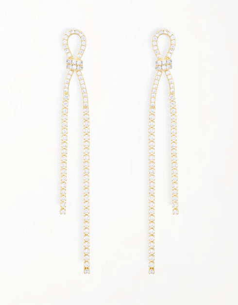 Radiant Ribbon Drop Earrings with CZ Chain Earrings