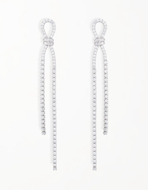 Radiant Ribbon Drop Earrings with CZ Chain Earrings