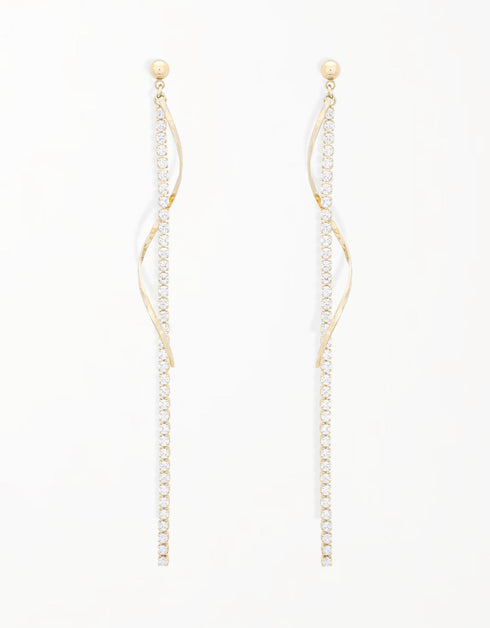 Kübik Zirkon Taşlı Zarif Dalga Damla Küpe