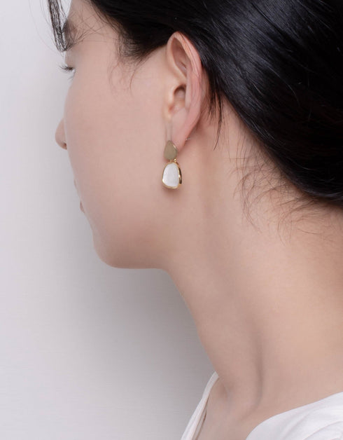 Dokulu Kaplamalı Altın Allure Yamuk Damla Küpe