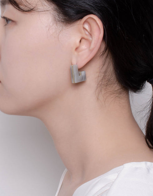 18K Altın Kaplama Degrade Charm Kare Halka Küpeler