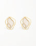 Rose-shaped Quartz Stud Earrings with Gold Plating
