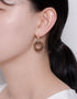 别致的 18K 镀金环状层叠吊式耳环 - 棕色和灰色选项