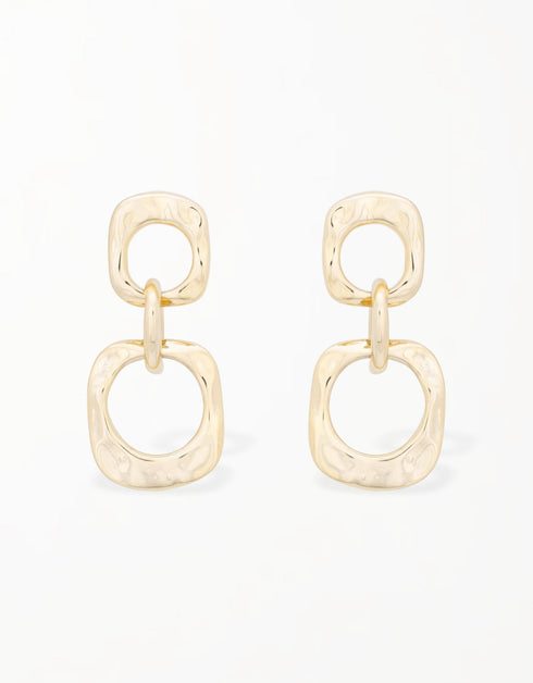 Zarif Altın Kare ve Oval Halka Damla Küpe