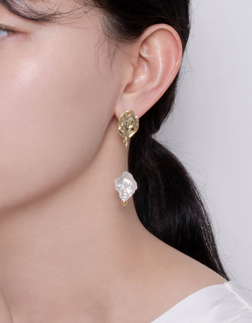 Lustrous Quartz Illusion Drop Earrings - 18K Gold Plating