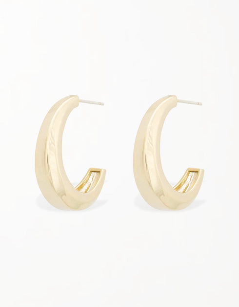 18 Ayar Altın Şık Şık Muz Kavisli Halka Küpeler