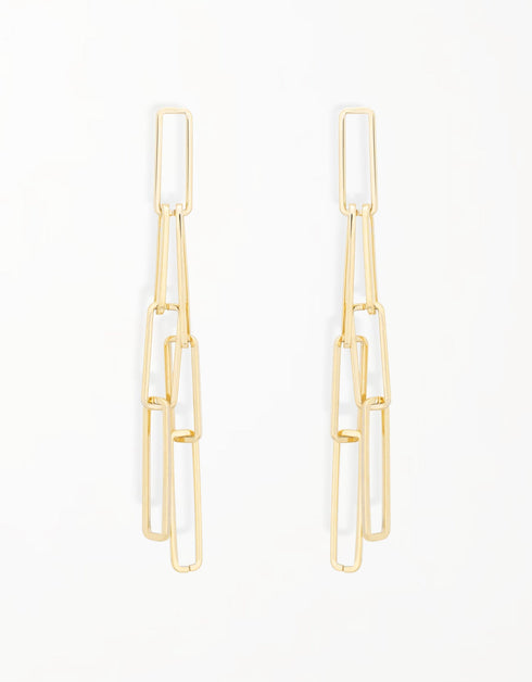 18K Altın Heykel Bağlantılı Zincir Damla Küpe