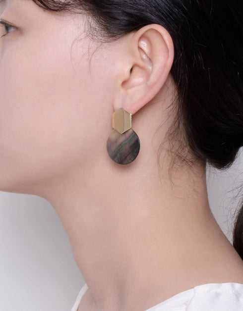 Aurora Hex Elegance Drop Earrings - 18-Karat Gold Plating