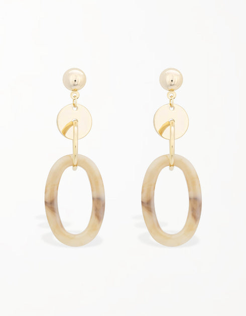 Golden Ovation Double Hoop Drop Earrings - 18K Gold Plated