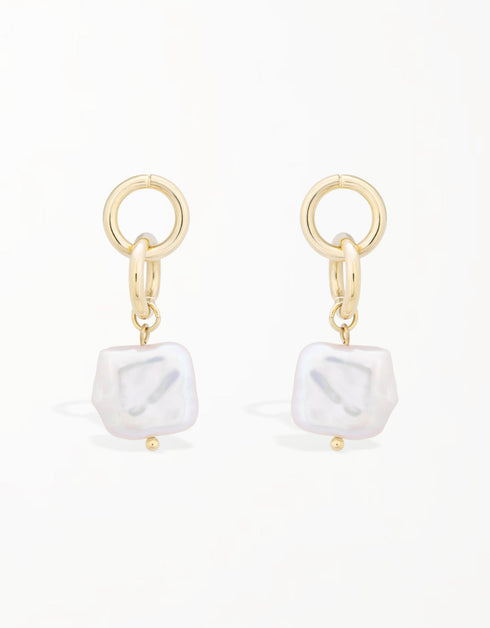 18 Ayar Altın Parıltılı İnci Çağlayan Damla Küpe