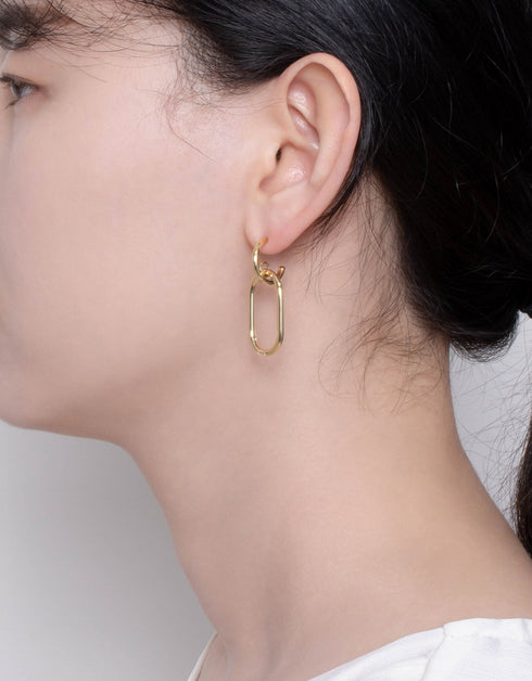 时尚金色椭圆形 Harmony 吊式耳环