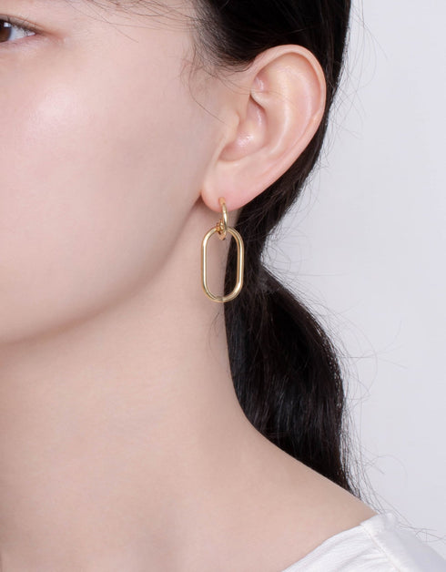 时尚金色椭圆形 Harmony 吊式耳环