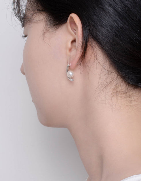 Crescent Pearl Embrace Studs - Gold & Platinum Plating