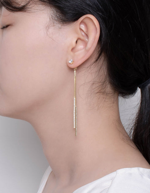 Parlak Çağlayan: Kübik Zirkonya Zincir Damla Küpeler