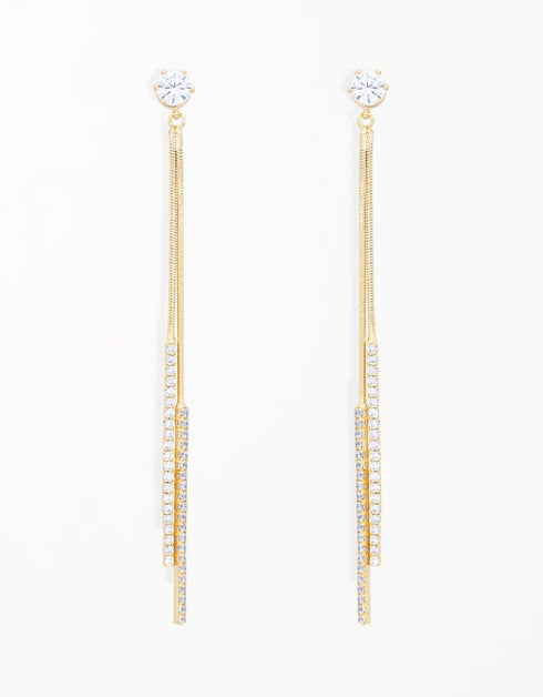 Parlak Çağlayan: Kübik Zirkonya Zincir Damla Küpeler