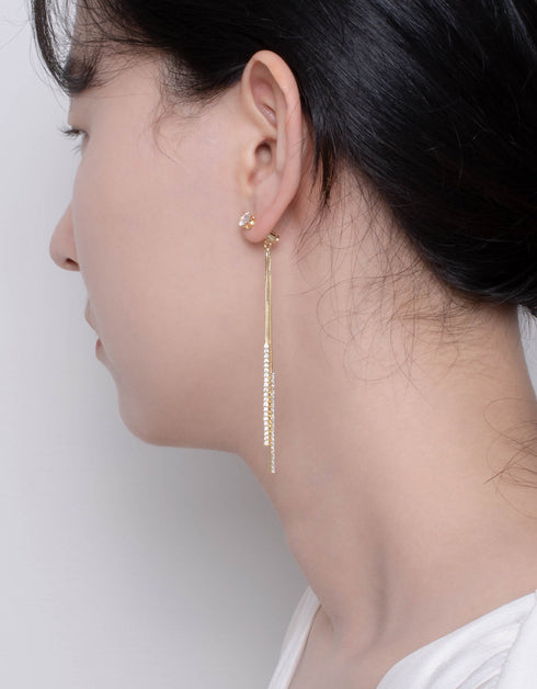 Parlak Çağlayan: Kübik Zirkonya Zincir Damla Küpeler