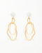 Moonlit Pearl & Golden Waves Drop Earrings