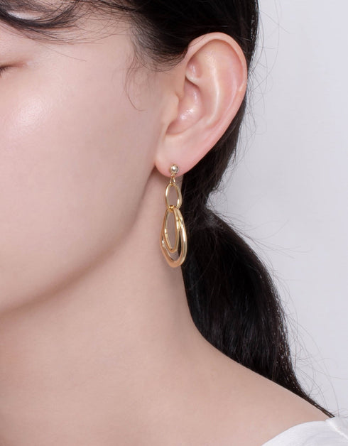 韩国风格环形吊式耳环:雕塑般的优雅