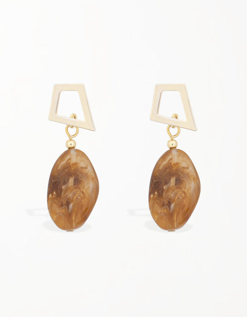 Sarımsı Kuvars Yamuk Damla Küpe