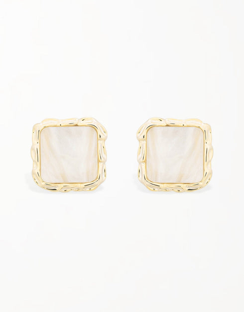 Sun-Kissed Mosaic Quartz Studs - Handcrafted Korean Artistry