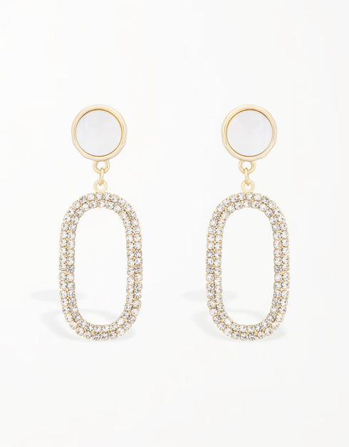 辐射光环立方氧化锆吊式耳环