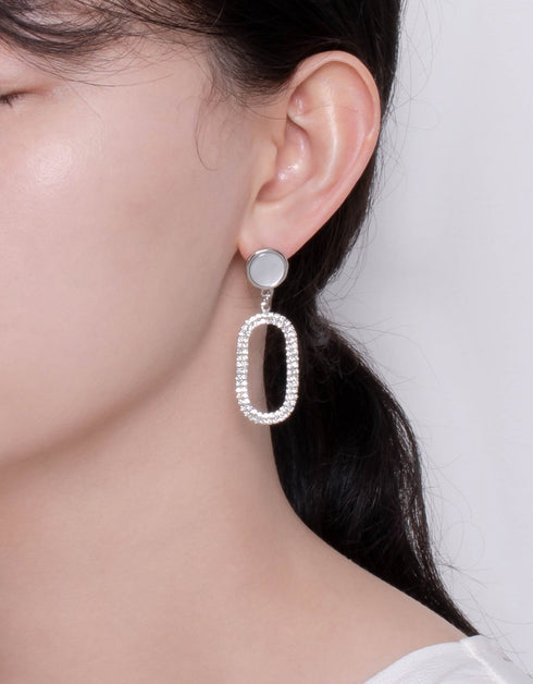 辐射光环立方氧化锆吊式耳环