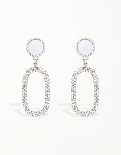 辐射光环立方氧化锆吊式耳环