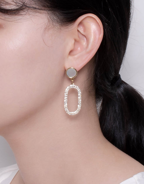 辐射光环立方氧化锆吊式耳环