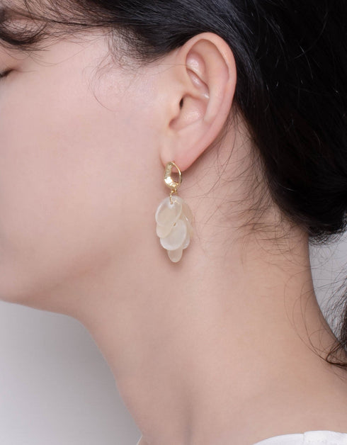 石英簇蛋圈吊式耳环