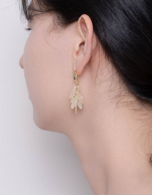 石英簇蛋圈吊式耳环