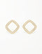 金色珍珠菱形耳钉