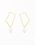 Elegant Pearl Droplet Geometric Earrings - 18K Gold Plated