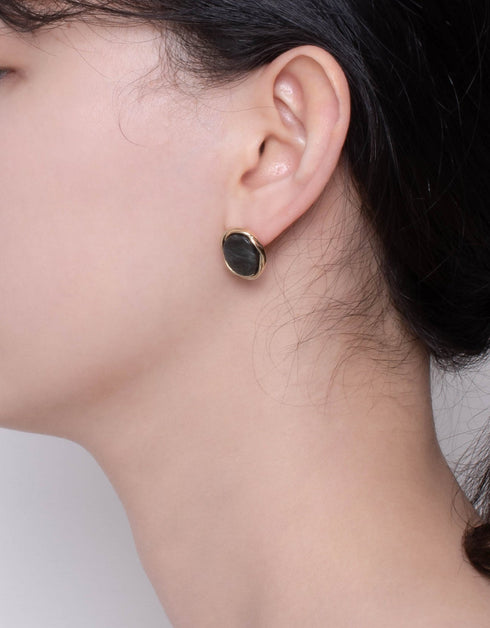 单色优雅椭圆形耳钉