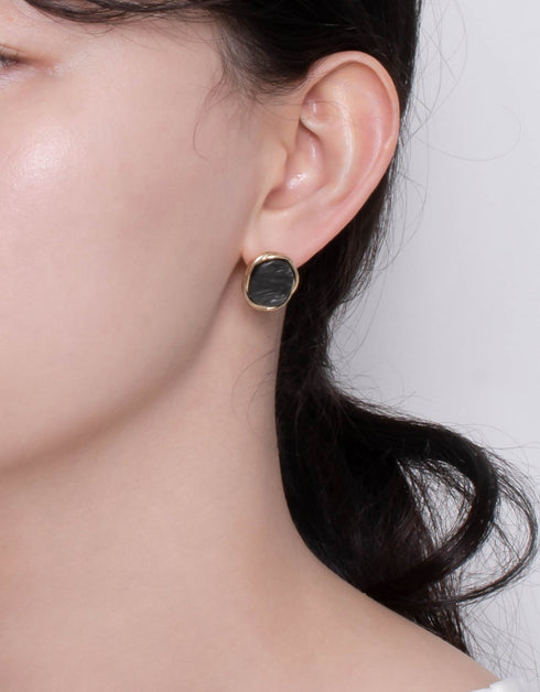 单色优雅椭圆形耳钉