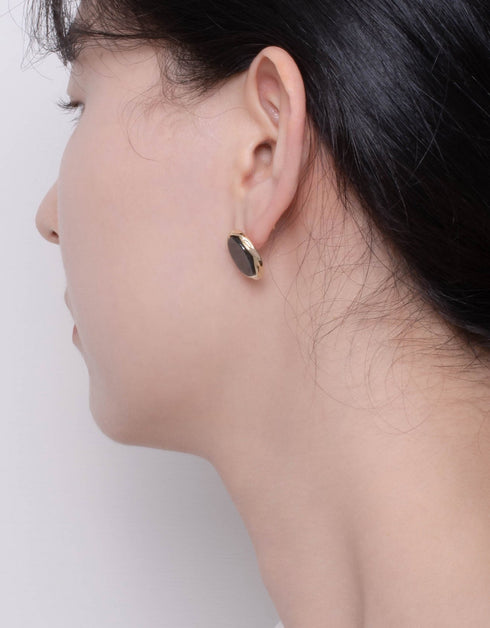 单色优雅椭圆形耳钉